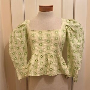 Zara Light Green Floral Blouse